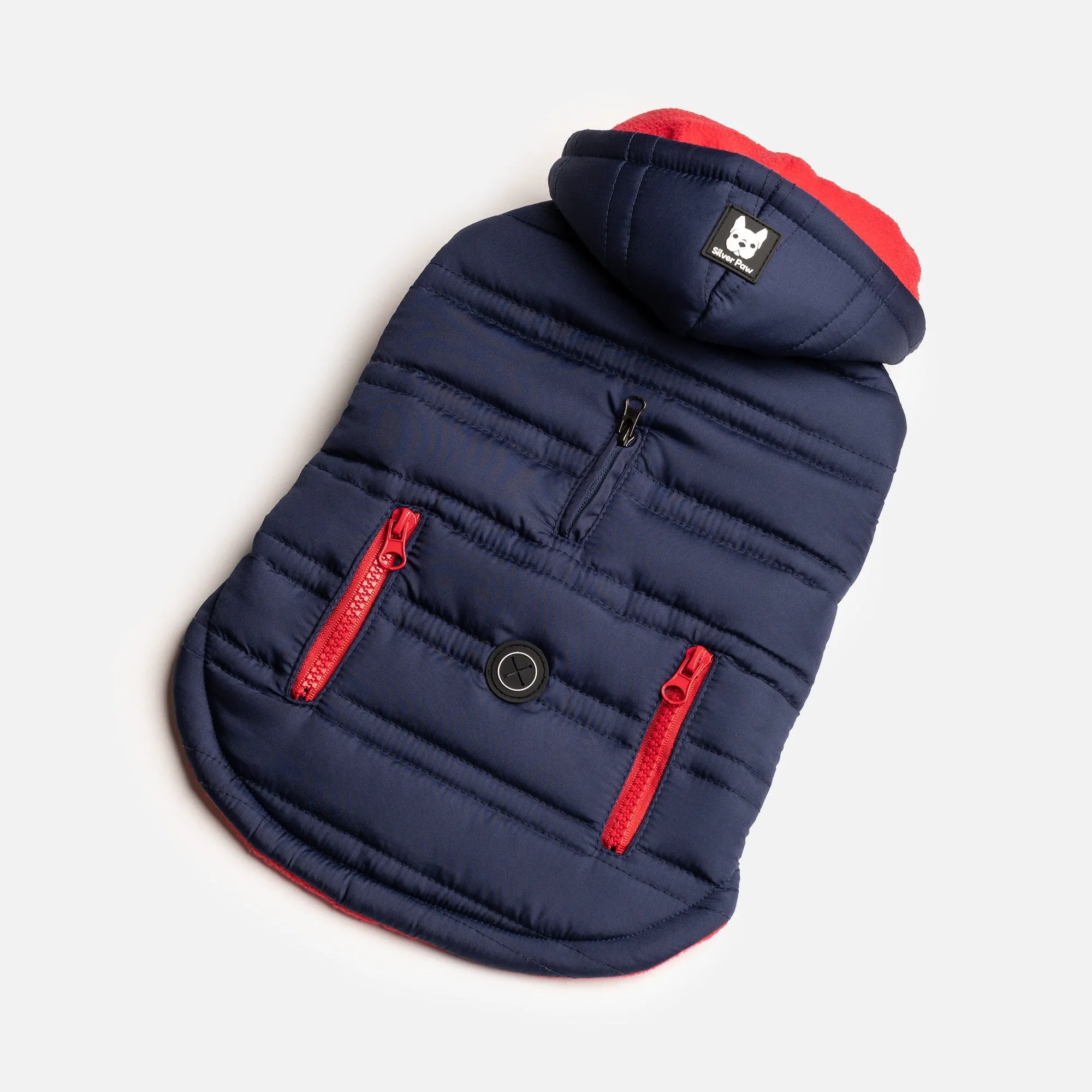 🔵 Noah Dog Jacket – Quilted Water-Resistant Winter Coat with Harness Access (Blue)