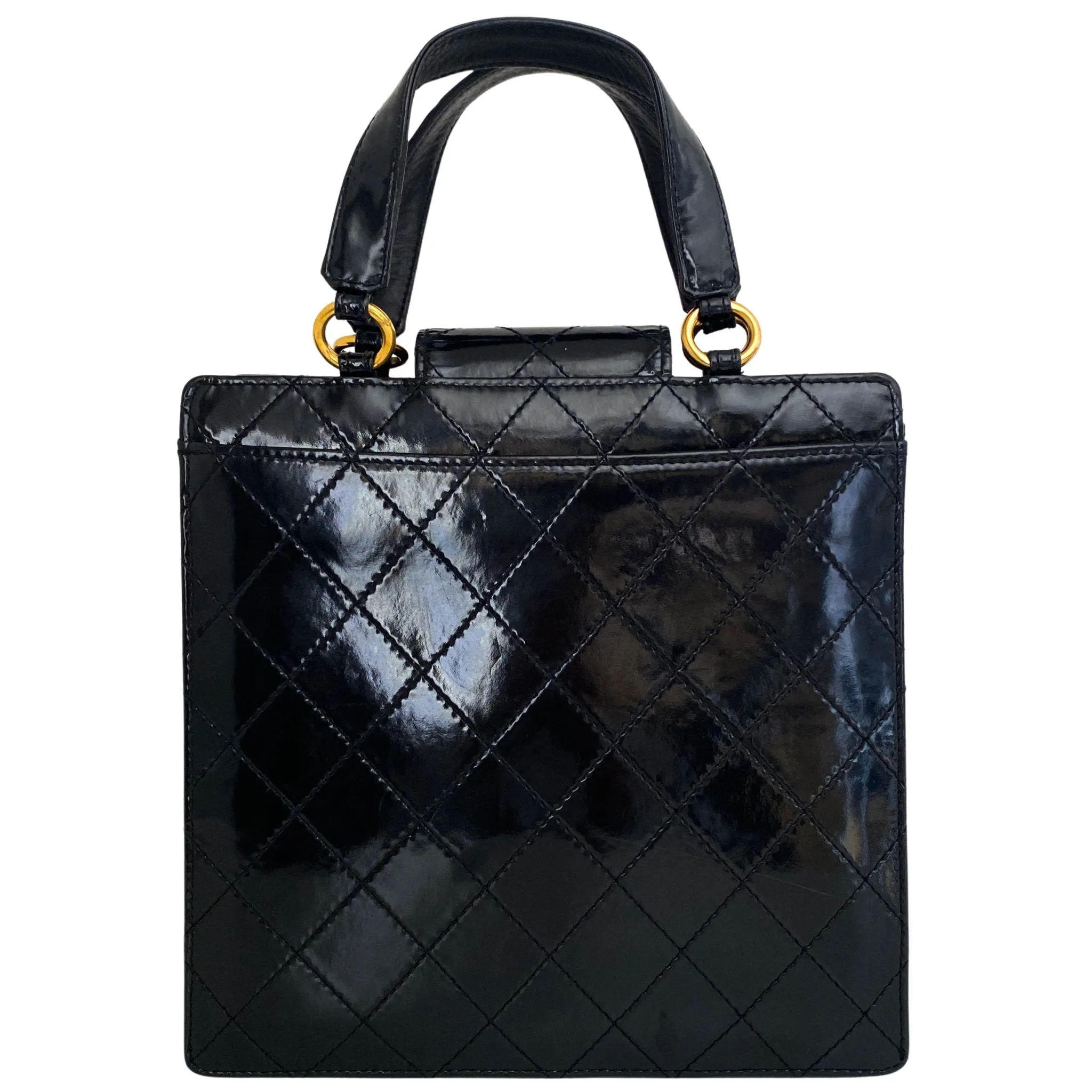 CC Turnlock Patent Hand Bag