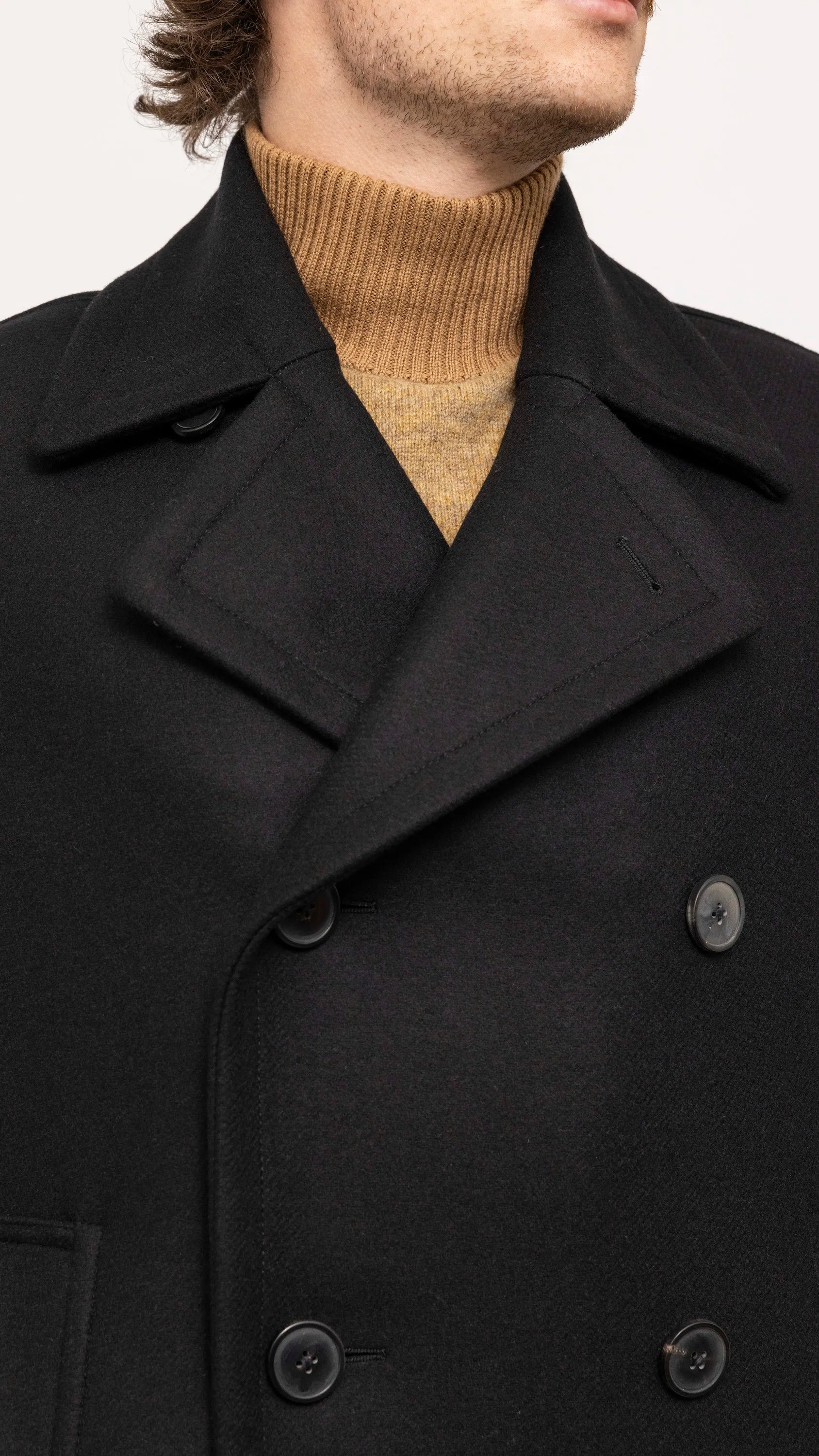 DRIES VAN NOTEN BLACK RAZEL PEACOAT
