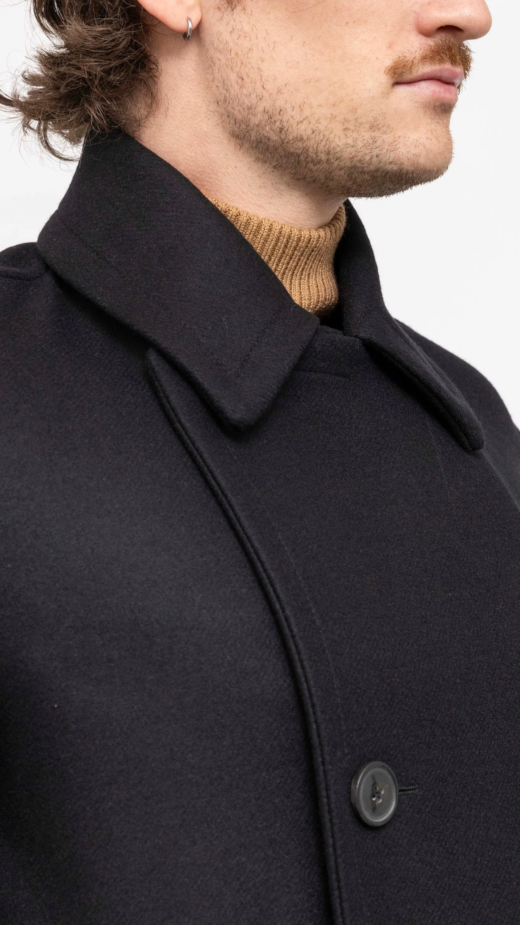 DRIES VAN NOTEN BLACK RAZEL PEACOAT
