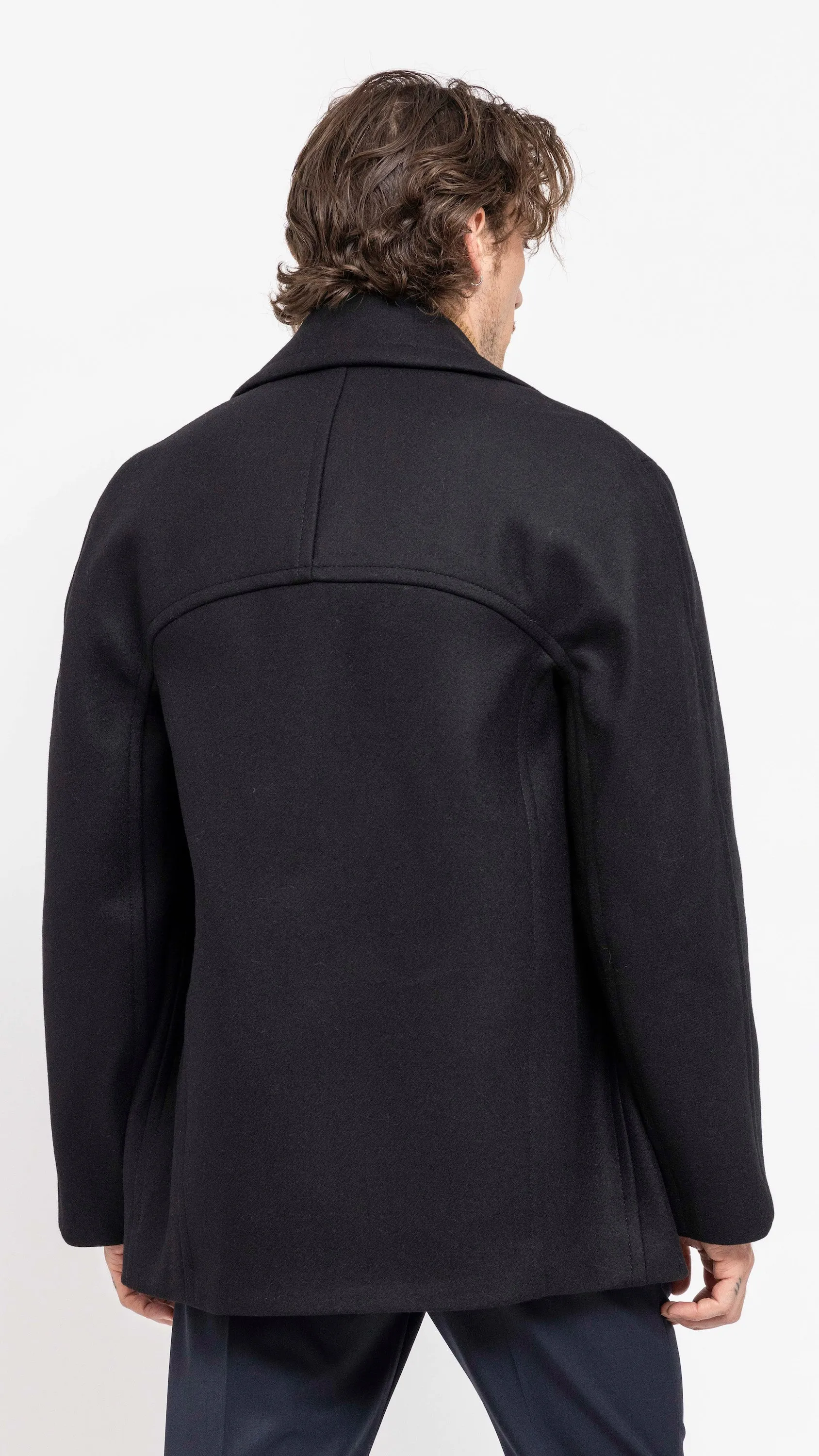 DRIES VAN NOTEN BLACK RAZEL PEACOAT