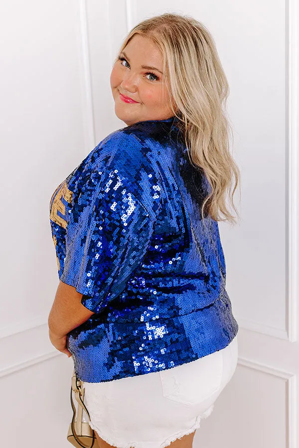 Gameday Sequin Tunic in Blue Curves