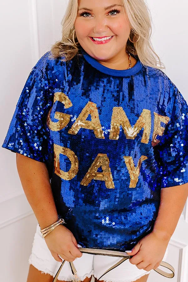 Gameday Sequin Tunic in Blue Curves
