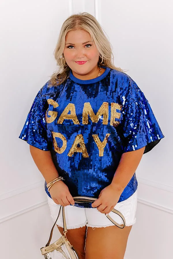 Gameday Sequin Tunic in Blue Curves