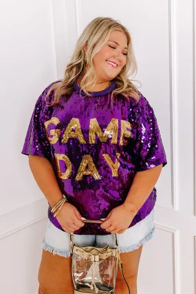 Gameday Sequin Tunic in Purple Curves