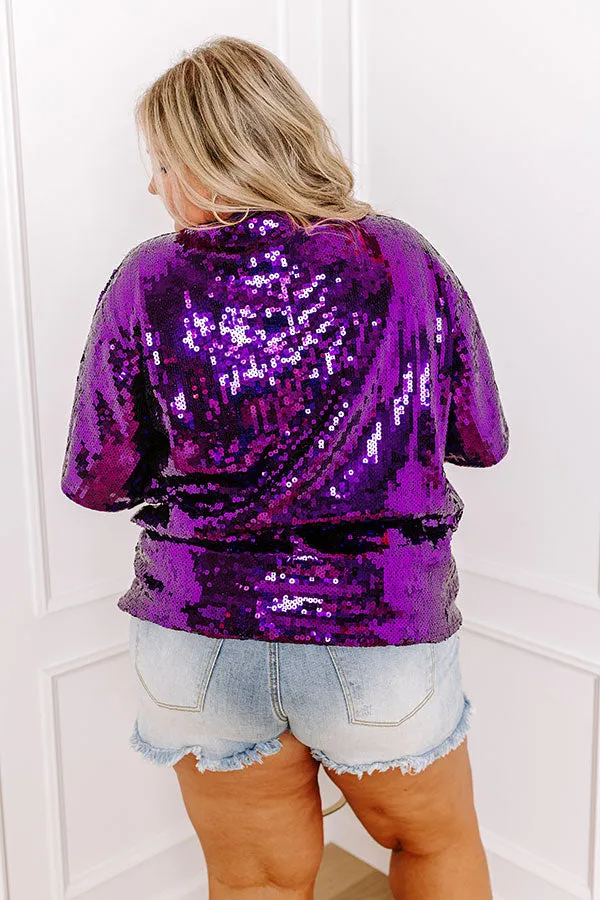 Gameday Sequin Tunic in Purple Curves
