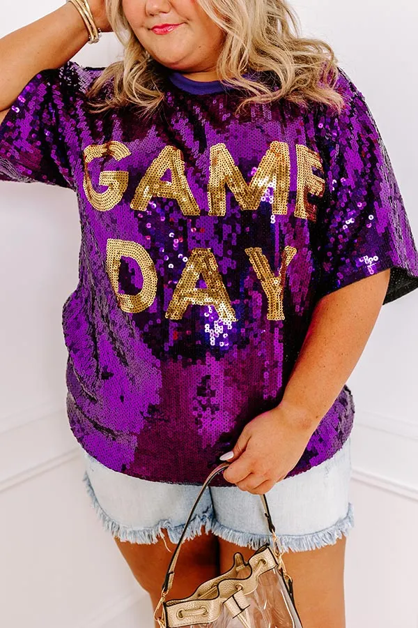 Gameday Sequin Tunic in Purple Curves