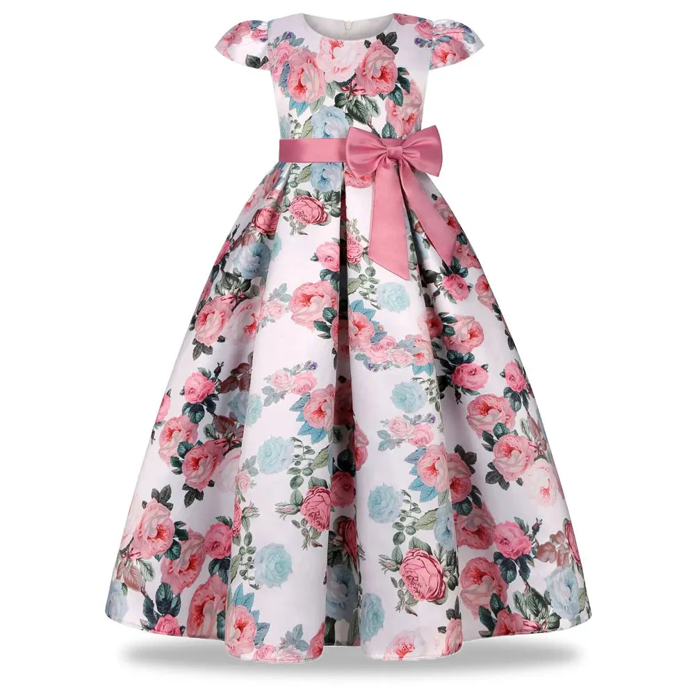 Girls Lace Embroidered Princess Formal Evening Party Dress