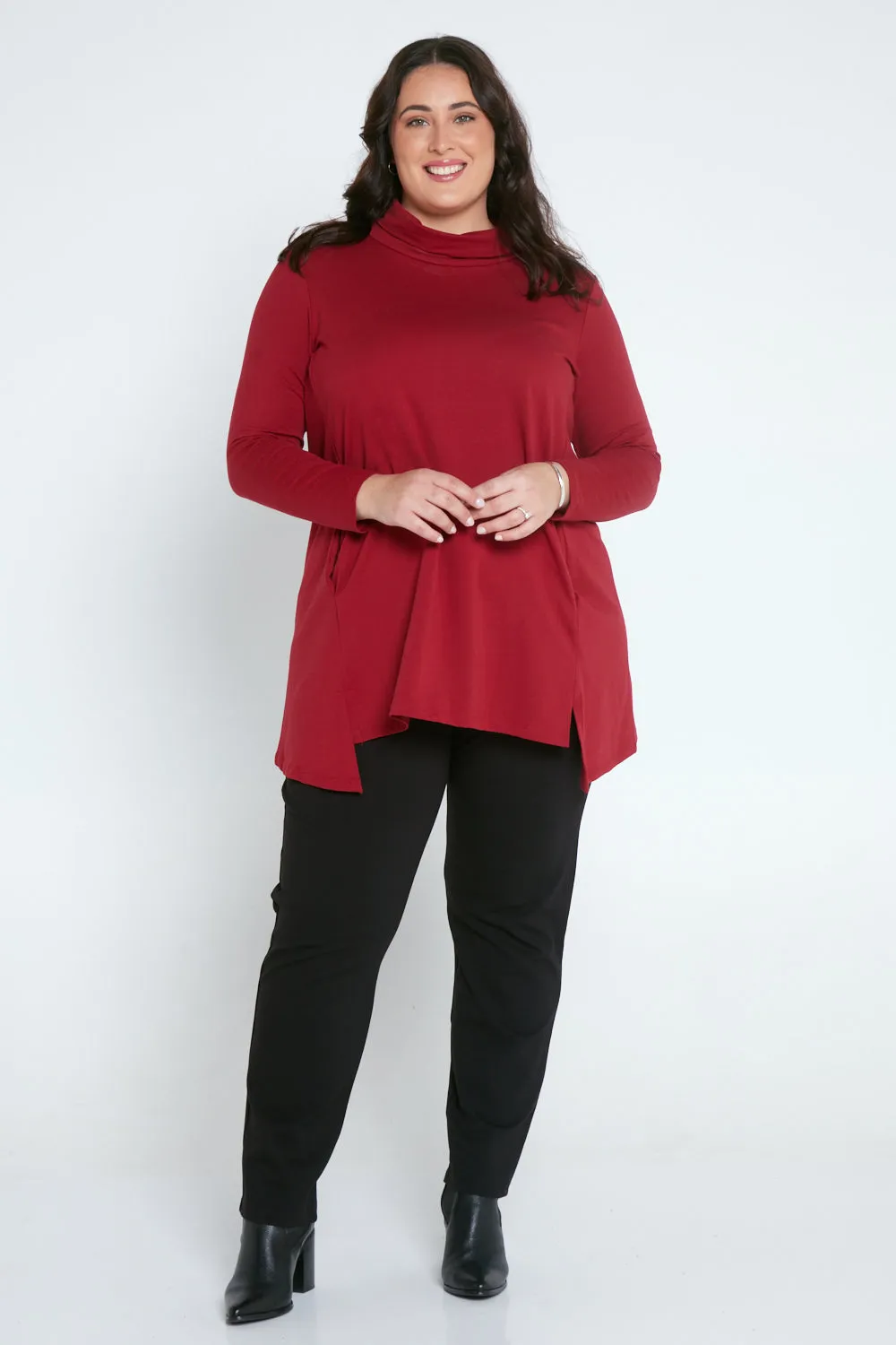 Joslin Cowl Tunic - Burgundy