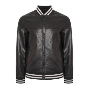 Leather Varsity Bomber Jacket