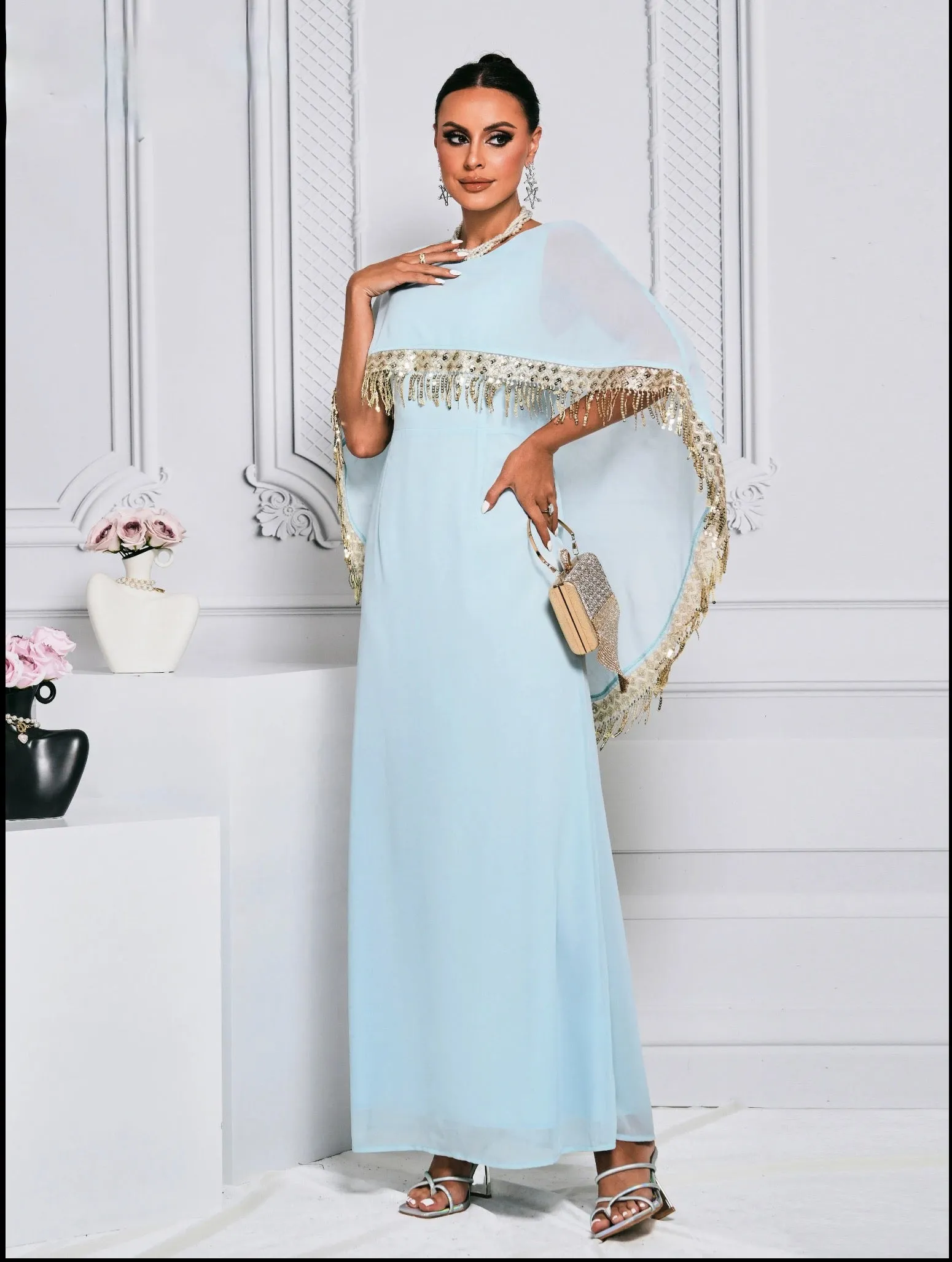 Modest Long Sleeve Dress Casual Kaftan Robe For Formals