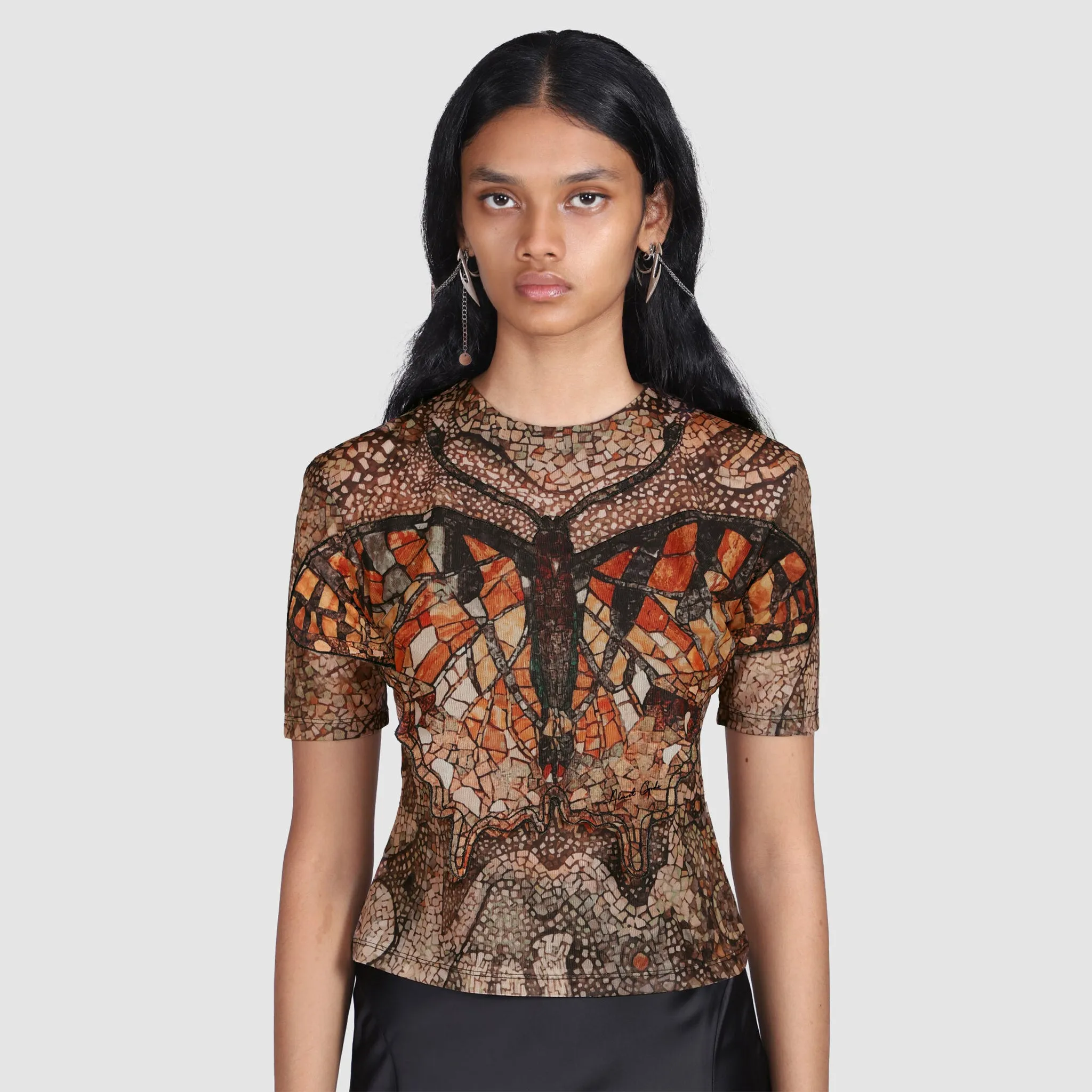 Mosaic Butterfly Mesh Top
