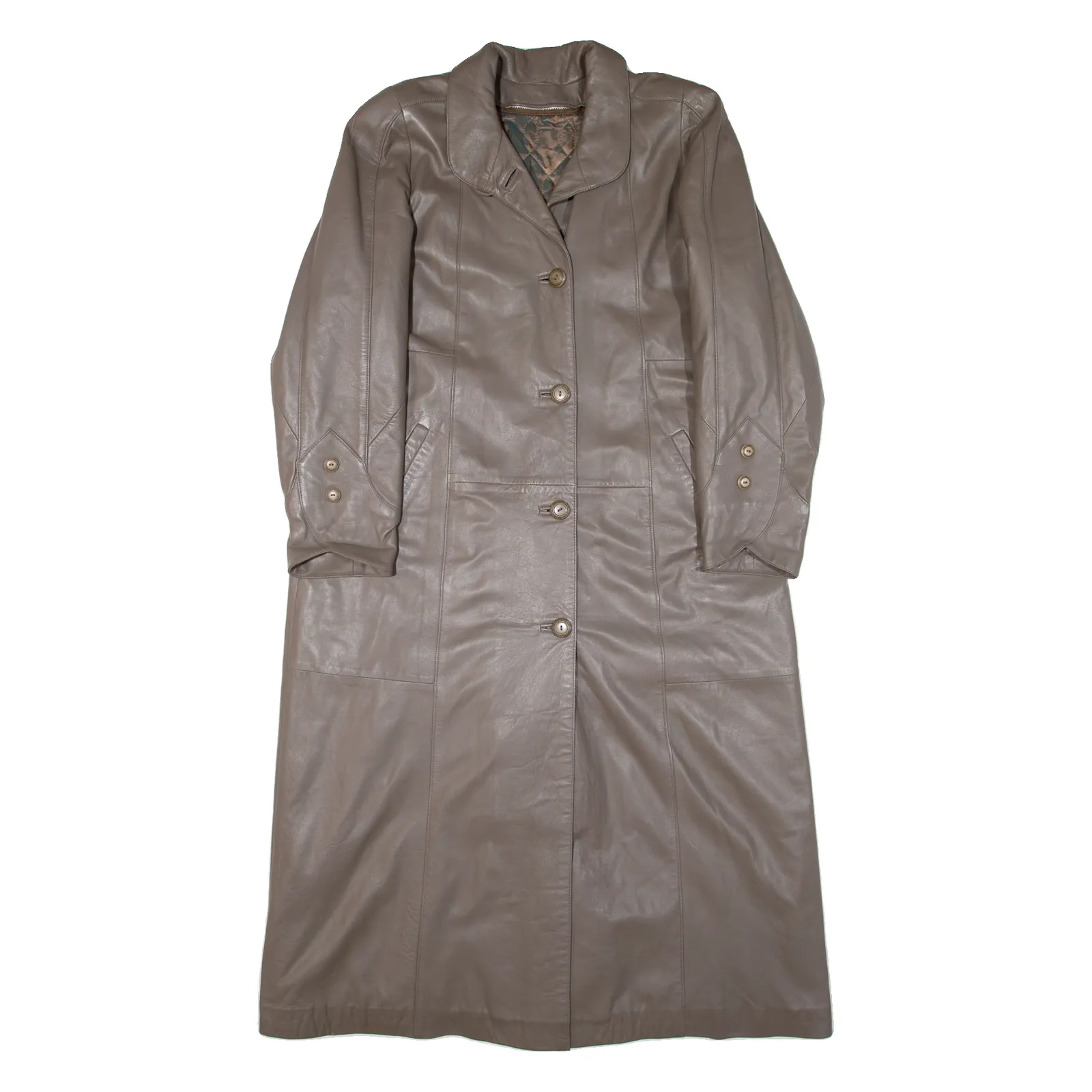 Quilted Lined Womens Overcoat Coat Beige M