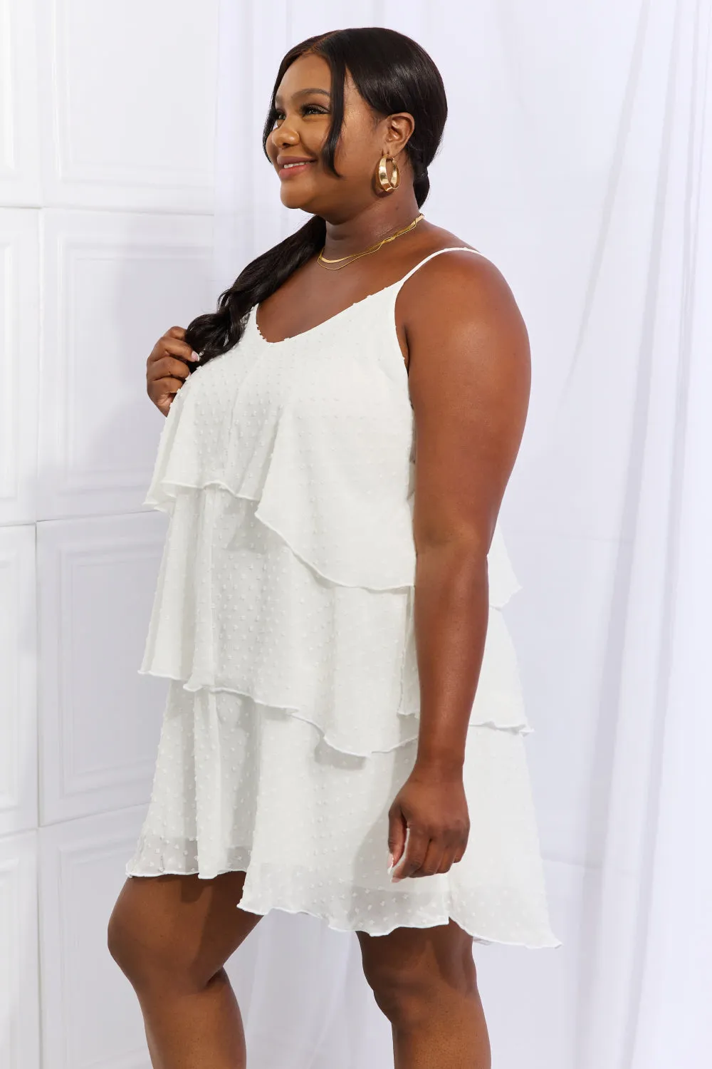 TastyHottie - Culture Code By The River Full Size Cascade Ruffle Style Cami Dress in Soft White
