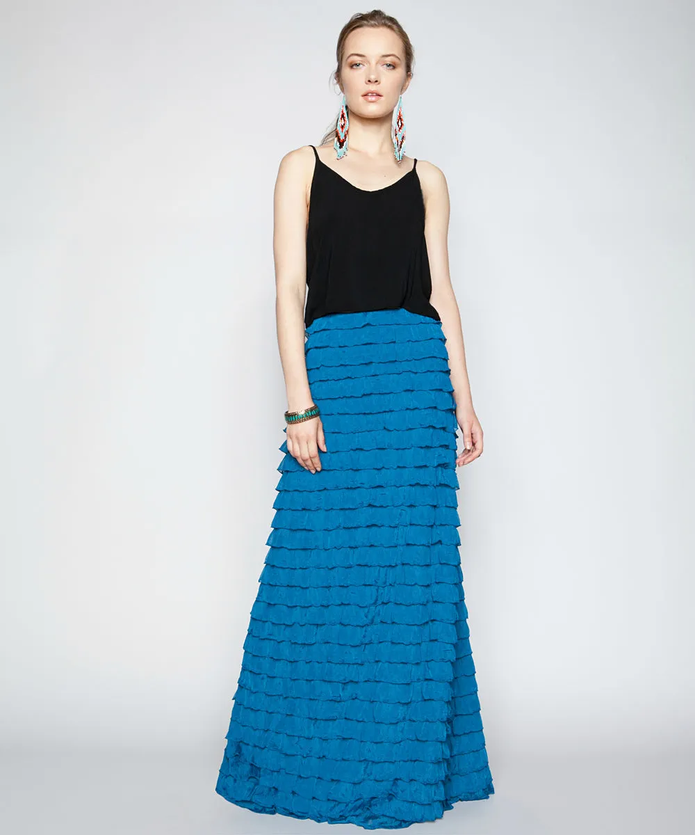 THE CAMILLE MAXI SKIRT IN SAPPHIRE