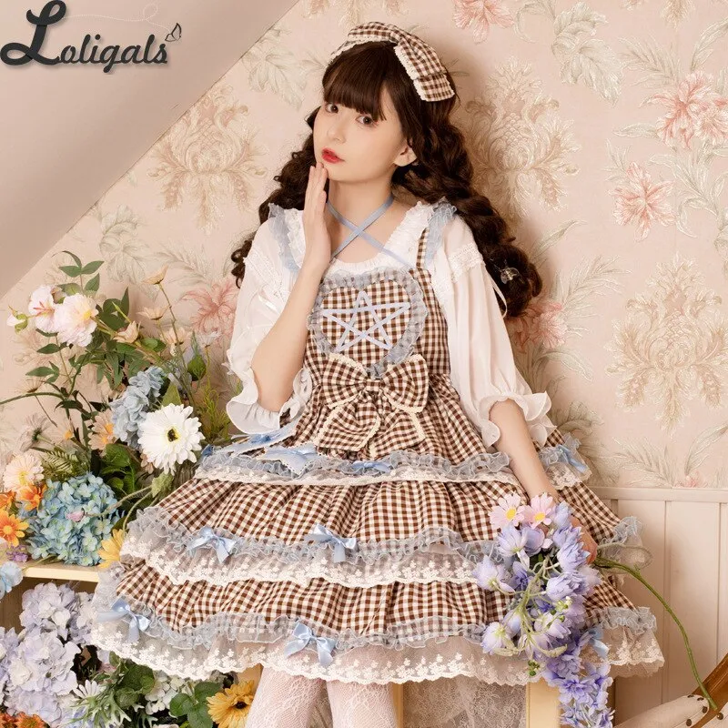 The Star Wish ~ Sweet Plaid Casual Lolita Dress by Yomi