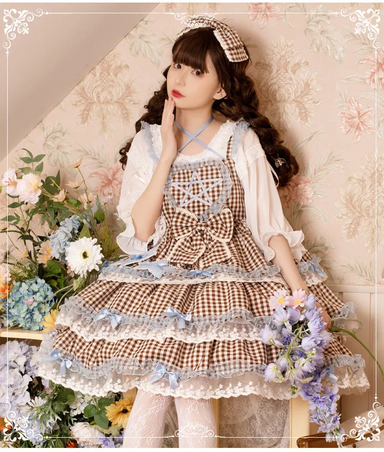 The Star Wish ~ Sweet Plaid Casual Lolita Dress by Yomi