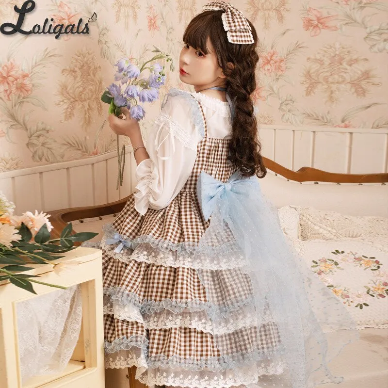The Star Wish ~ Sweet Plaid Casual Lolita Dress by Yomi