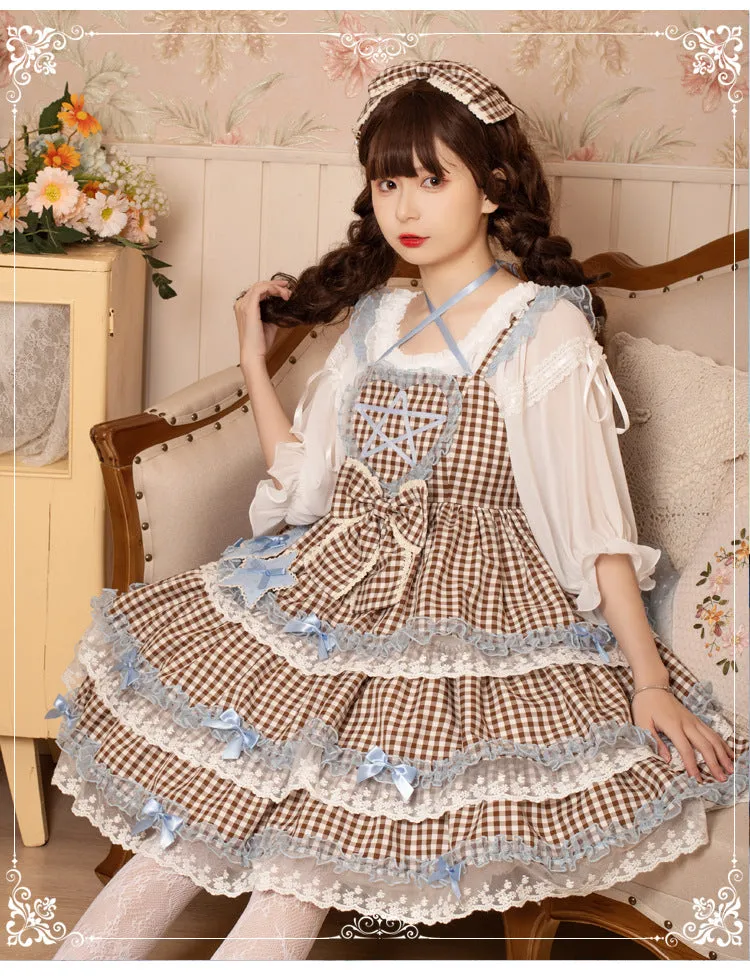 The Star Wish ~ Sweet Plaid Casual Lolita Dress by Yomi