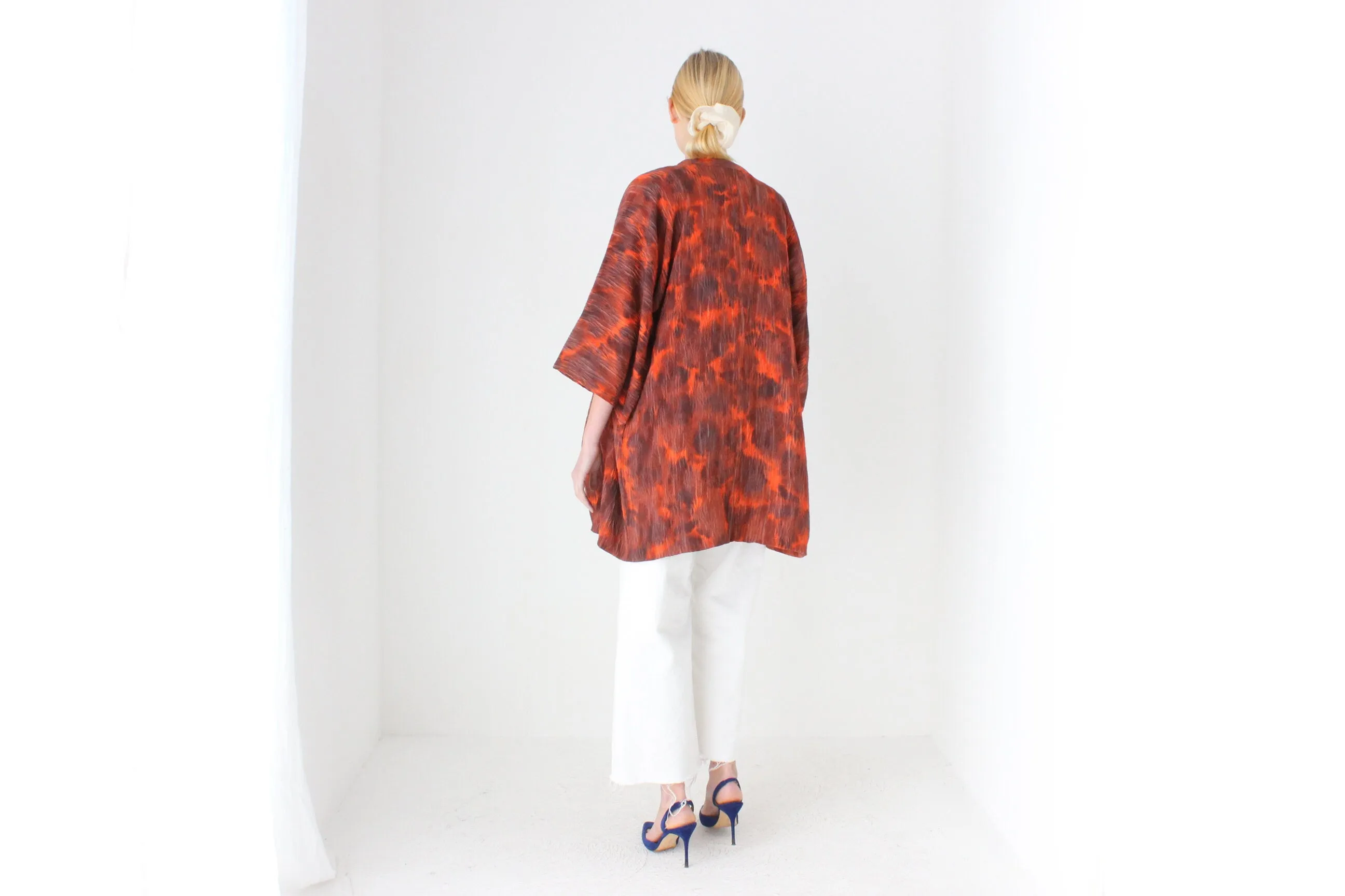 Traditional Japanese Textured Tie Dye Kimono