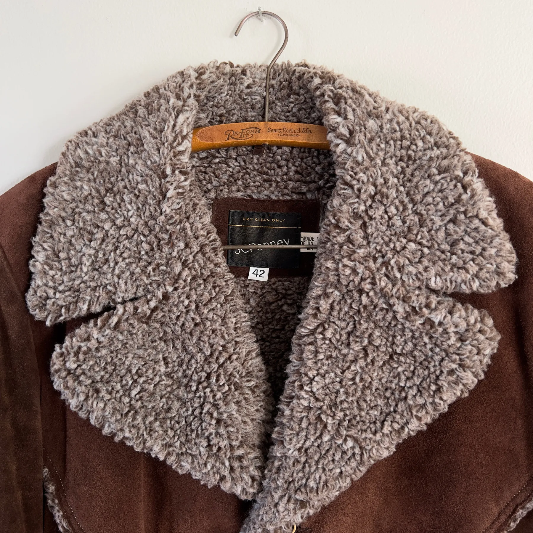 Vintage 1970s Dark Brown Split Cowhide Leather Coat