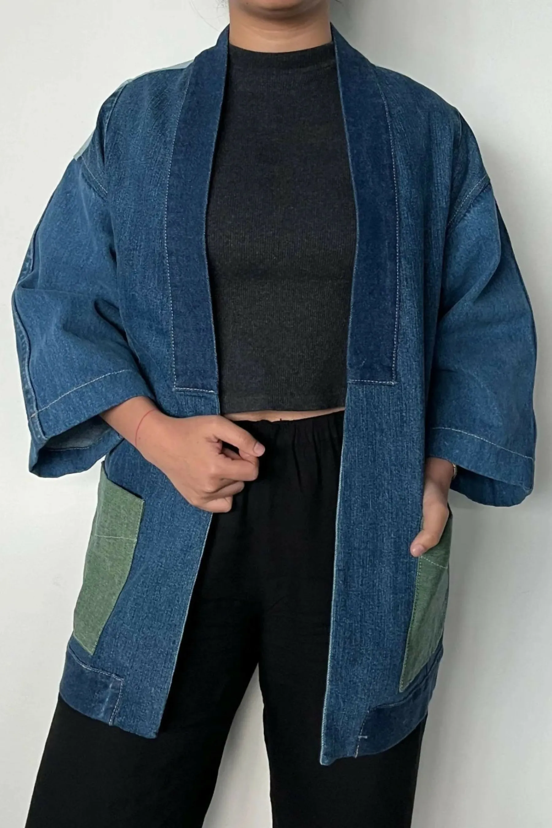 Vintage Upcycled Denim Kimono Jacket