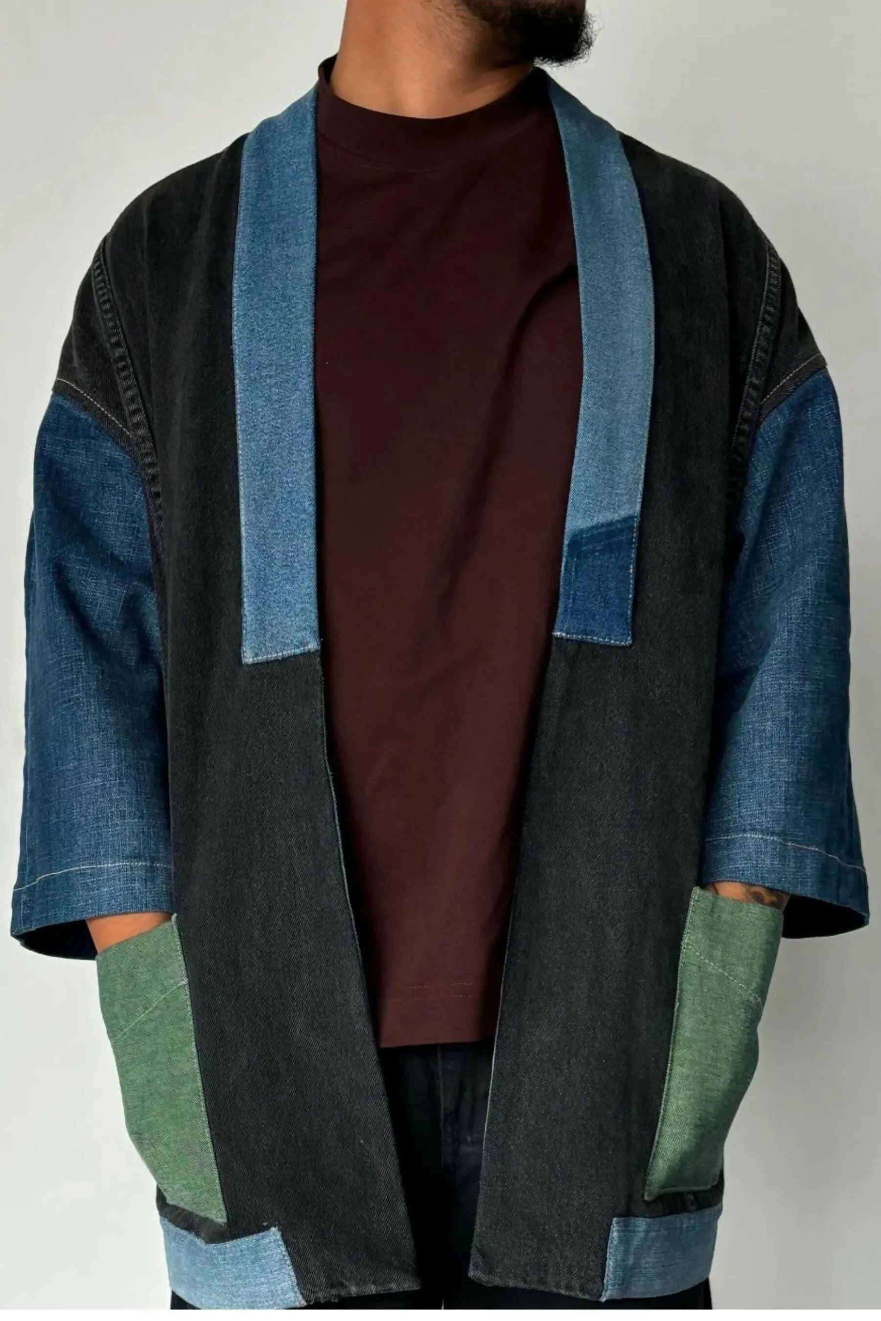Vintage Upcycled Denim Kimono Jacket