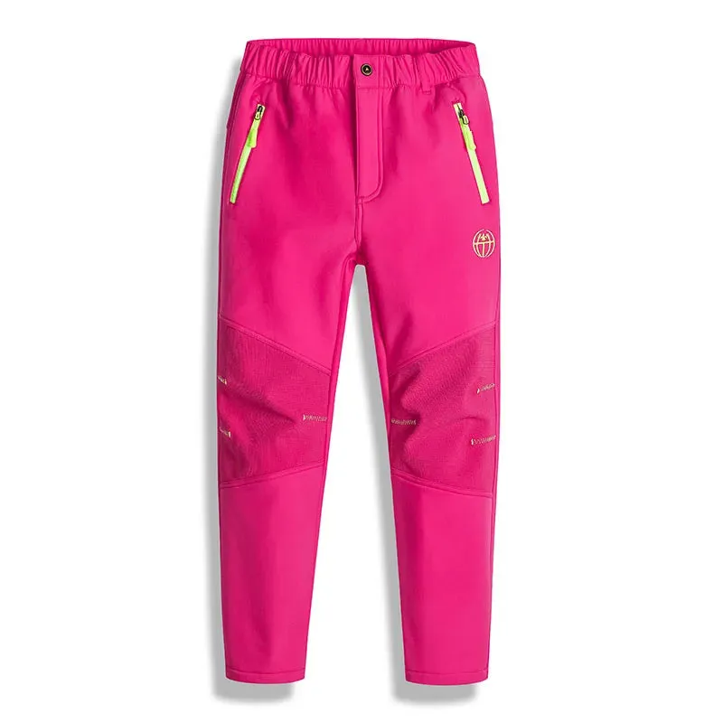 Winter Children Outdoor Pants Polar Fleece Trousers Russian Winter Snow Kids Girls Boys Waterproof Windproof Ski Pants